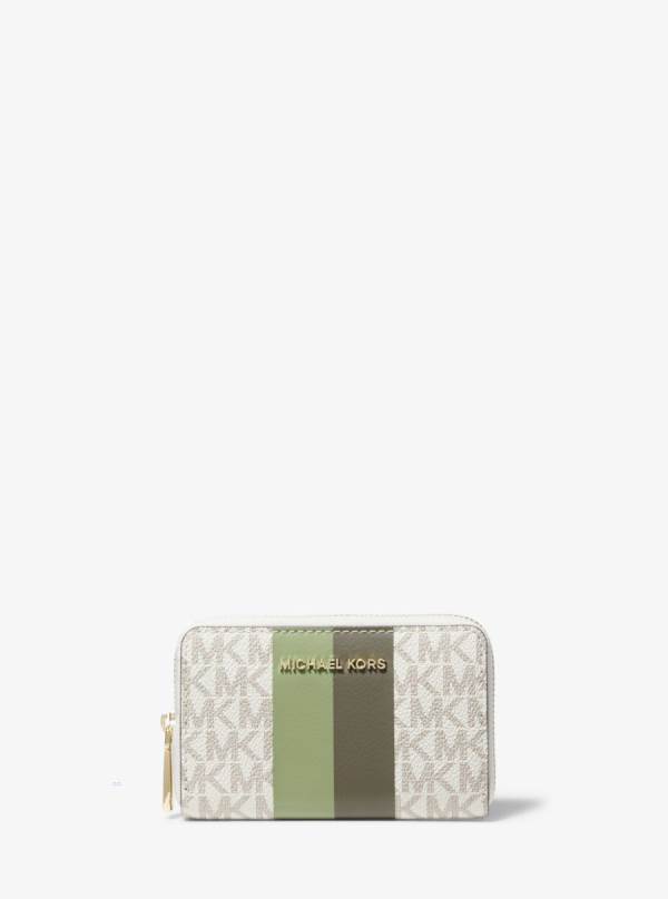 Damske Penazenky Michael Kors Small Logo Stripe Svetlo Olivovo Zelená Olivovo Zelená - Doplnky Michael Kors Akcia | YRXMG-2749